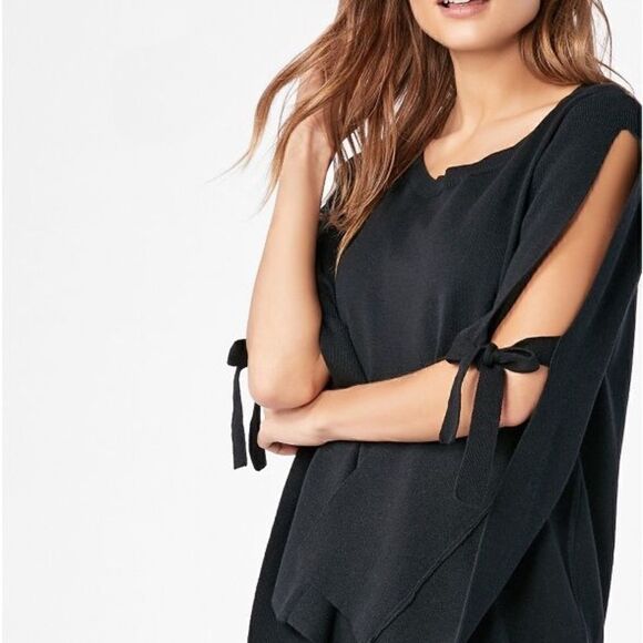 NWT Just Fab black open sleeve tie sweater size L - Picture 5 of 15